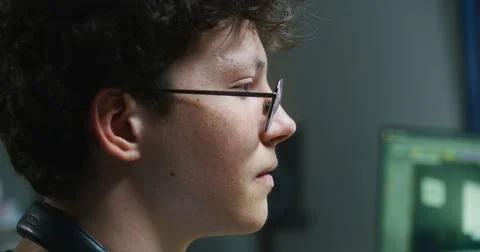 Face close up of young creative 3D designer, freelancer Foto stock