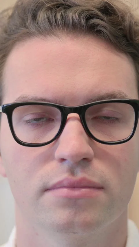 Face Close Up of Young Man Looking at the Camera, Vertical Video Видео 340034088
