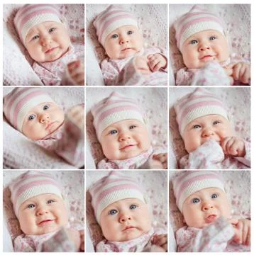 Face collage babies Stock Photos