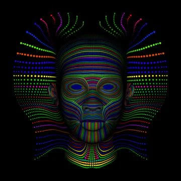 Face of color. Background design of human profile and colorful moving paint l Stock Illustration