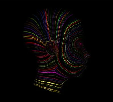 Face of color. Background design of human profile and colorful moving paint l Stock Illustration