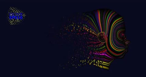 Face of color. Background design of human profile and colorful moving paint.. Stock Illustration