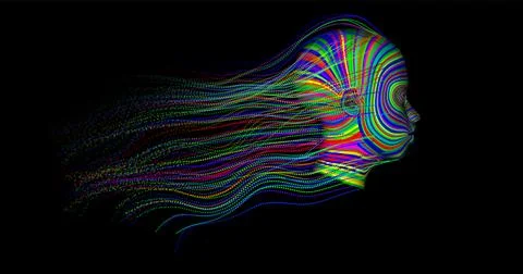 Face of color. Background design of human profile and colorful moving paint l Stock Illustration