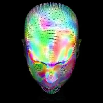 Face of color. Background design of human profile and colorful moving paint.. Stock Illustration