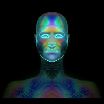 Face of color. Background design of human profile and colorful moving paint.. Stock Illustration