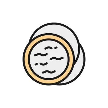 Face compact makeup powder, blush, concealer flat color line icon. Stock Illustration