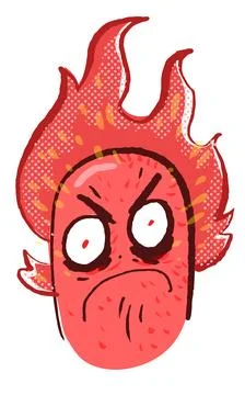 Face contorted with rage. Red head. Emotions - hate Stock Illustration