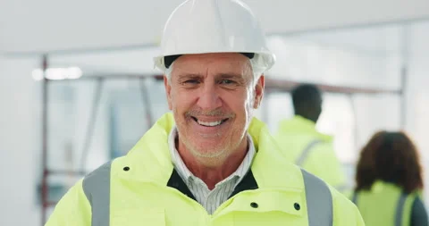 Face, contractor or happy man at office for construction, infrastructure Stock Footage 341462525