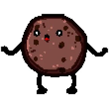 Face cookie character pixel art vector illustration Stock Illustration