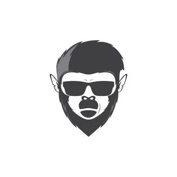 Face cool monkey with sunglasses logo design vector graphic symbol icon sig.. Stock Illustration