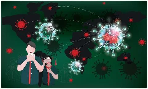 Face covered in virus infection Stock Illustration