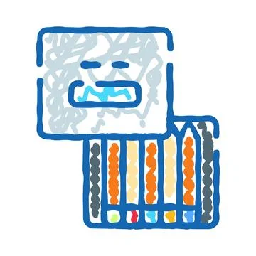 Face with crayons icon illustrating creative process Stock Illustration