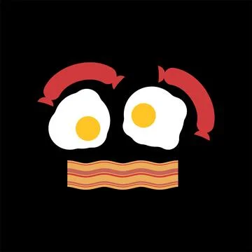 Face created from breakfast items, symbolizing food creativity, healthy eat.. Stock Illustration