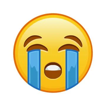 Face crying loudly Large size of yellow emoji smile Illustrazione stock