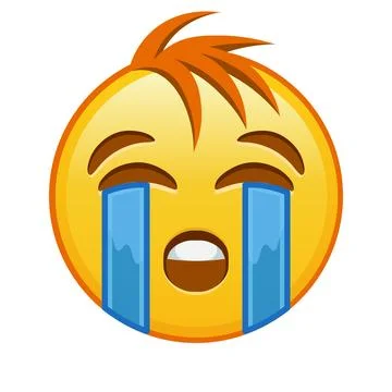 Face crying loudly Large size of yellow emoji smile with hair 스톡 일러스트