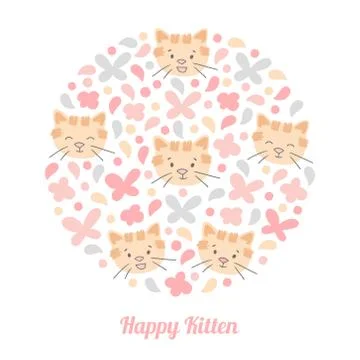 Face cut cat in a circle vector design illustration Stock Illustration