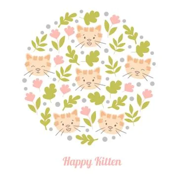 Face cut cat in a circle vector design illustration. Stock Illustration