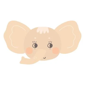 The face of a cute baby elephant with open eyes Stock Illustration