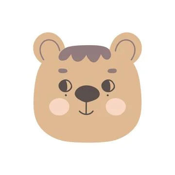 The face of a cute bear cub with open eyes. Stock Illustration