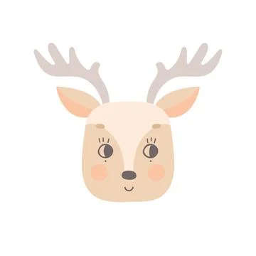 The face of a cute deer with open eyes. Illustrazione stock
