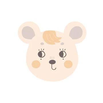 The face of a cute mouse with open eyes. Stock Illustration