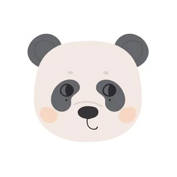 The face of a cute panda with open eyes. Stock Illustration