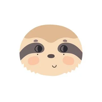The face of a cute sloth with open eyes. Stock Illustration