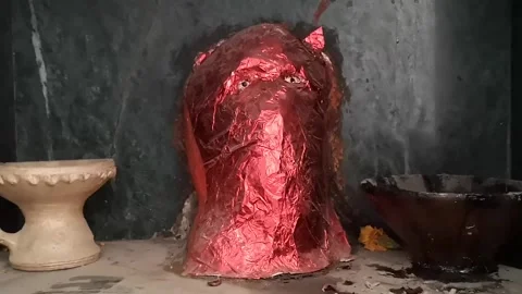 The face of the deity in the temple. Udaipur Stock Footage 167559212