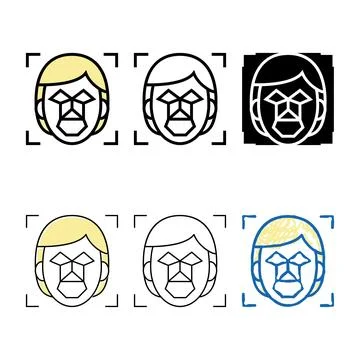 Face designs recognition points and structure color icon vector イラスト素材