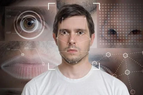 Face detection and recognition of man Stock Photos