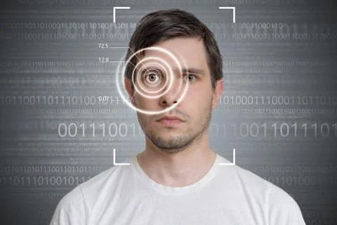 Face detection and recognition of man. Computer vision concept Stock Photos