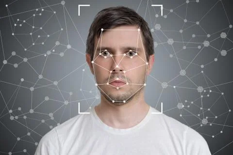 Face detection and recognition of man Stock Photos