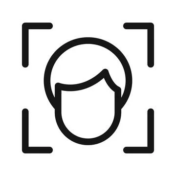 Face detection icon Black line art vector Illustrazione stock