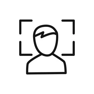 Face detection icon linear vector graphics sign Illustrazione stock