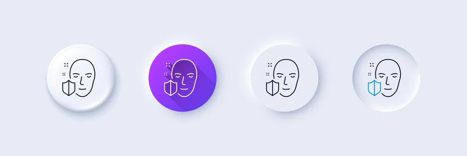 Face detection protected line icon. Secure access sign. Line icons. Vector Stock Illustration