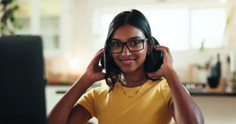 Face, developer and computer with woman at home for freelance coder, gaming Stock Footage 300938769