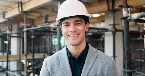 Face, developer and man at construction site, smile and pride for property Stock Footage 337155882