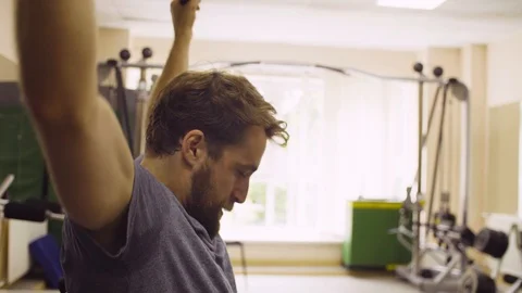 Face of disabled man doing hand exercises Stock Footage 94191287