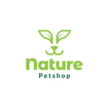 Face dog with leaf green logo design vector graphic symbol icon sign illust.. Illustration