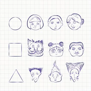 Face Drawing Pen Set Stock Illustration