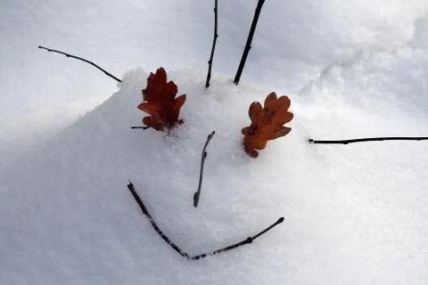 A face drawing in the snow Stock Photos
