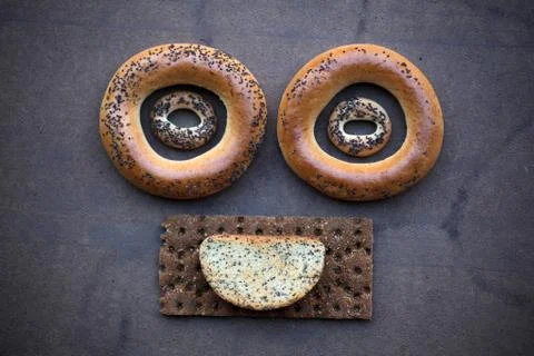 Face Dried Bread Baranka cracker Stock Photos