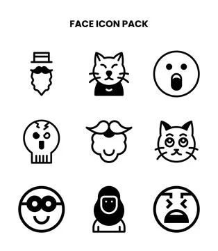 Face DuoTone Design Icons Pack Stock Illustration