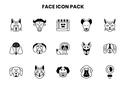 Face DuoTone UI Icons Pack Stock Illustration