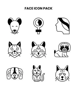 Face DuoTone Vector Icons Pack Stock Illustration