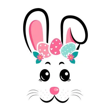 The face of the Easter bunny with a wreath of eggs Stock Illustration