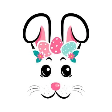 The face of the Easter bunny with a wreath of eggs Stock Illustration