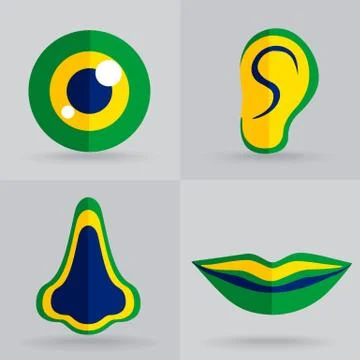 Face Elements green yellow blue Stock Illustration