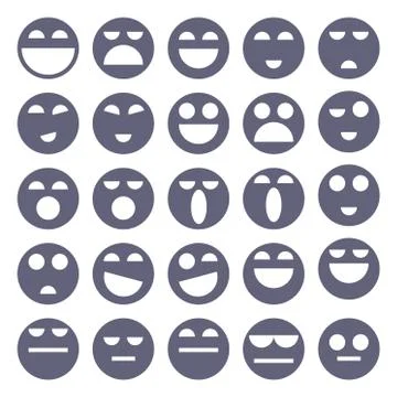 Face emotion character set. Isolated on white background. 25 pictograms 스톡 일러스트