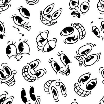 Face emotions, expressions seamless pattern Stock Illustration